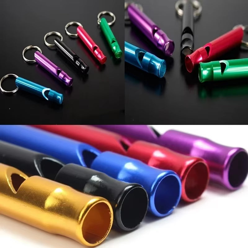 4-Piece Aluminum Alloy Whistle Keychain Set - Essential for Outdoor Survival and Sports Safety