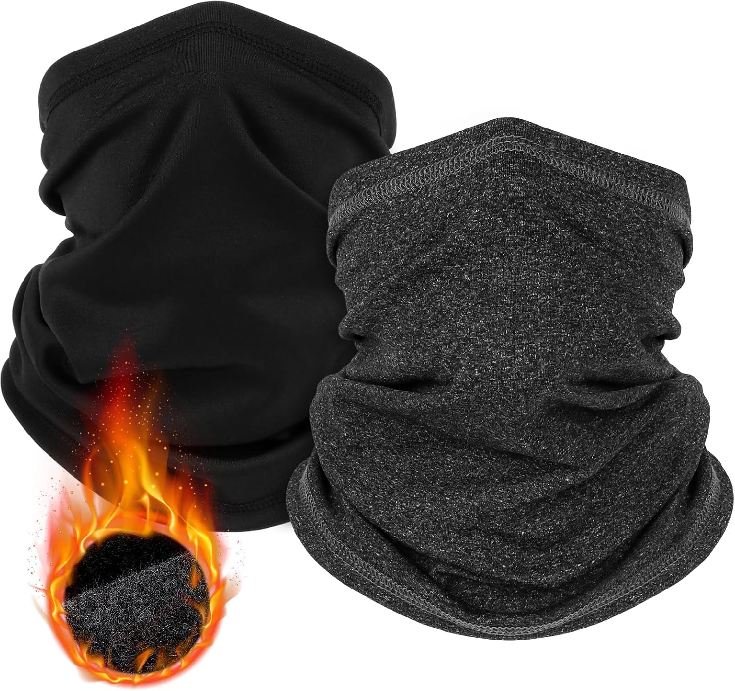 2 Pack Winter Neck Gaiter & Face Mask - Windproof Fleece Scarf for Men & Women, Perfect for Cold Weather Sports