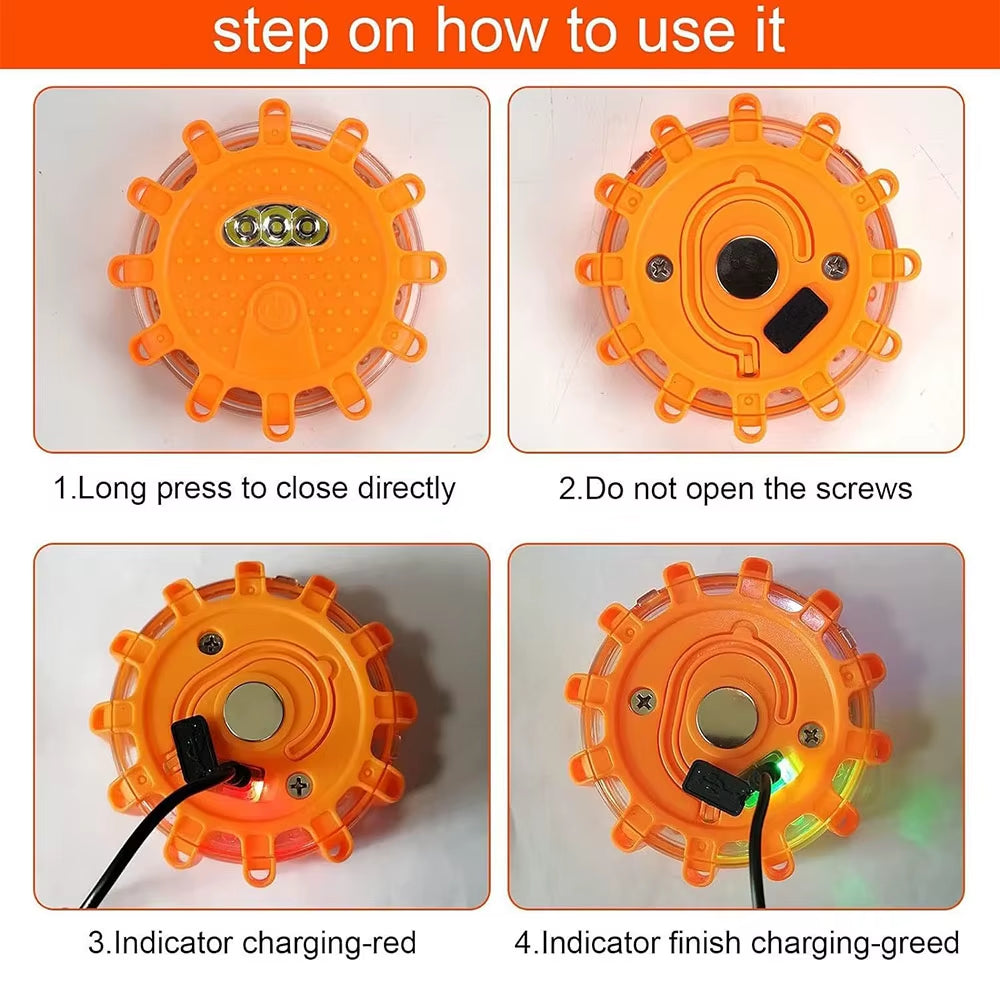 Illuminate Your Safety: LED Emergency Lights Flare with 9 Flashing Modes - USB Rechargeable Red Strobe Dash Light for Trucks and Vehicles