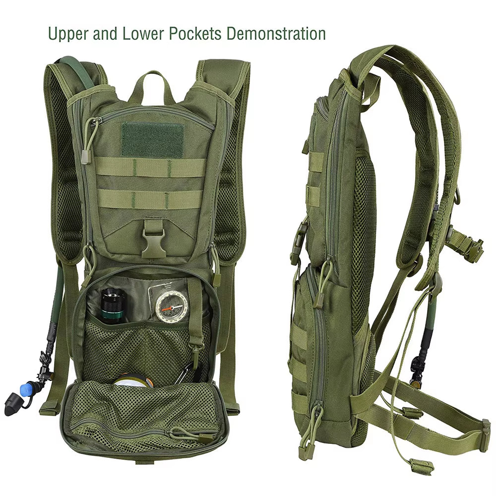 Ultimate Tactical Hydration Backpack with 2/3L Water Bag - Your Perfect Companion for Hiking, Cycling, and Climbing Adventures