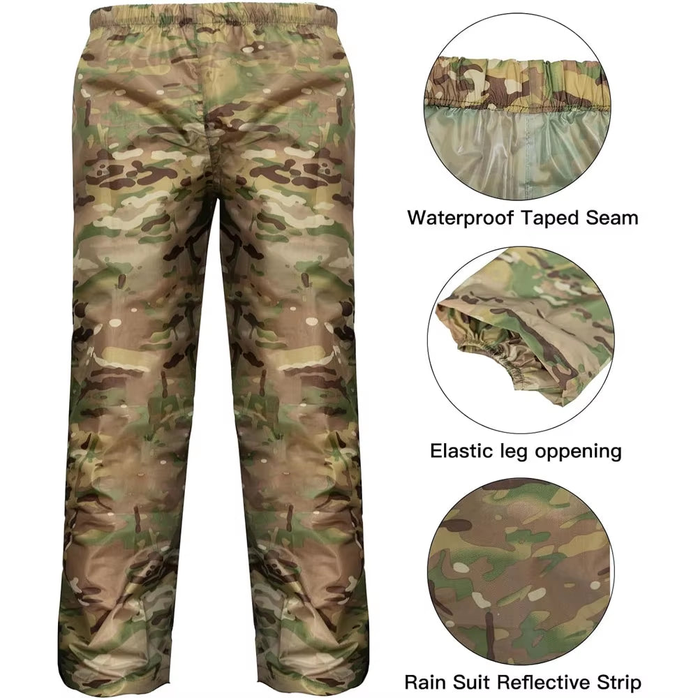 Ultimate Camouflage Folding Raincoat Set - Portable Waterproof Poncho for Fishing, Motorcycling, and Storms