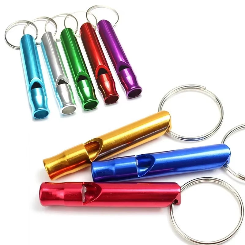 4-Piece Aluminum Alloy Whistle Keychain Set - Essential for Outdoor Survival and Sports Safety