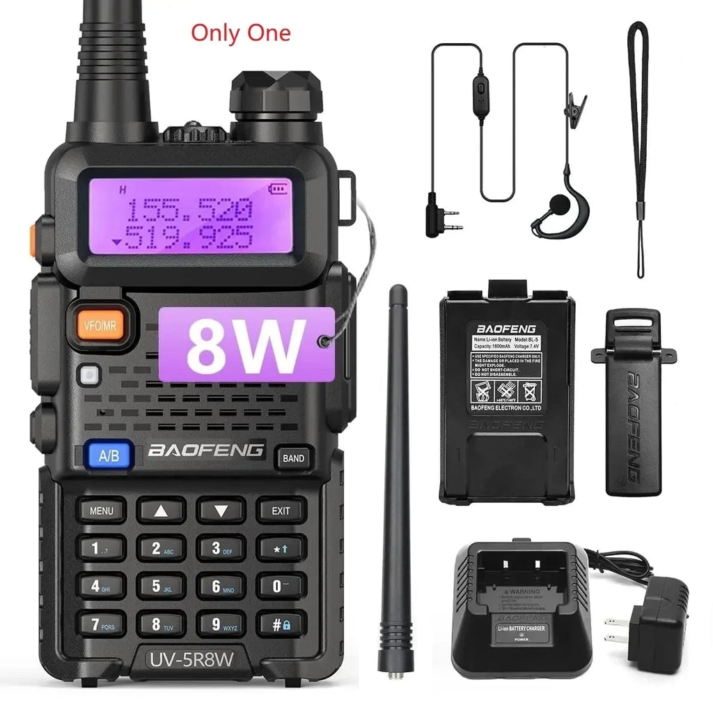 Power Up Your Communication with the UV-5R 8W Dual Band Walkie Talkie - Long Range, Portable & Packed with Features!