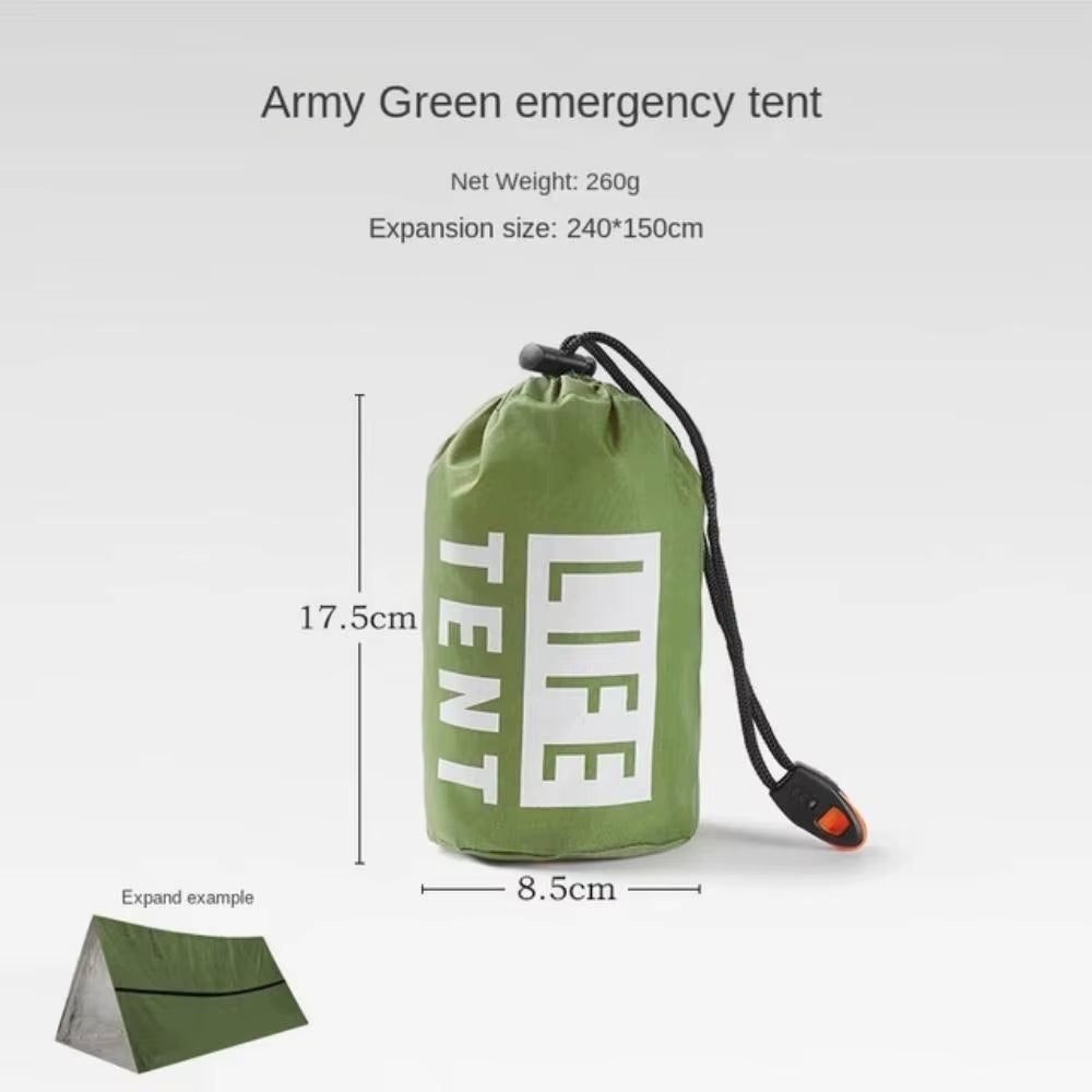 Outdoor 2-Person Emergency Shelter Survival Tent Kit Tube Tent Sleeping Bag Waterproof Outdoor First Aid Hot Blanket Reusable