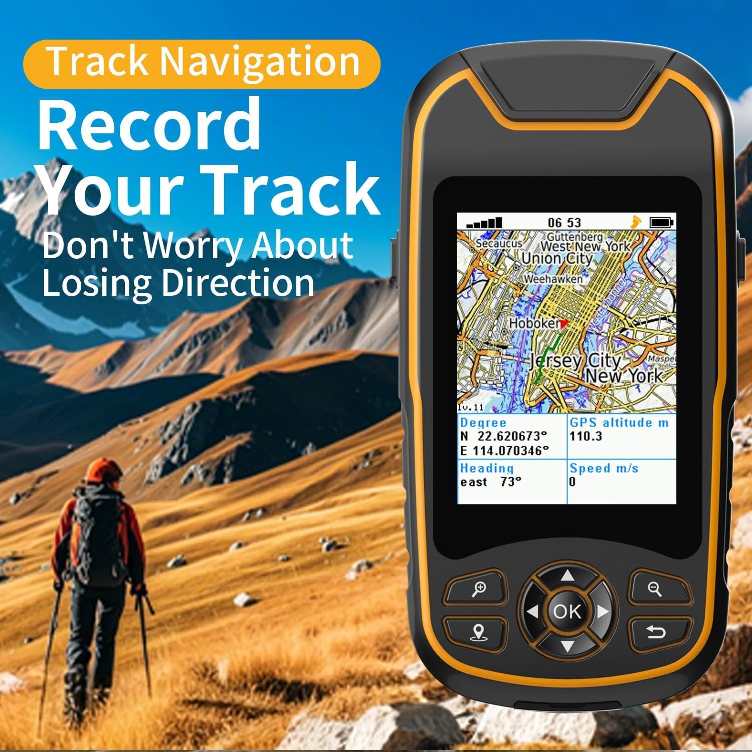 Conquer the Outdoors with Our Rugged Waterproof Handheld GPS Navigator - 3.2" Sunlight-Readable Screen, USA Topo Maps, and Unmatched Battery Life