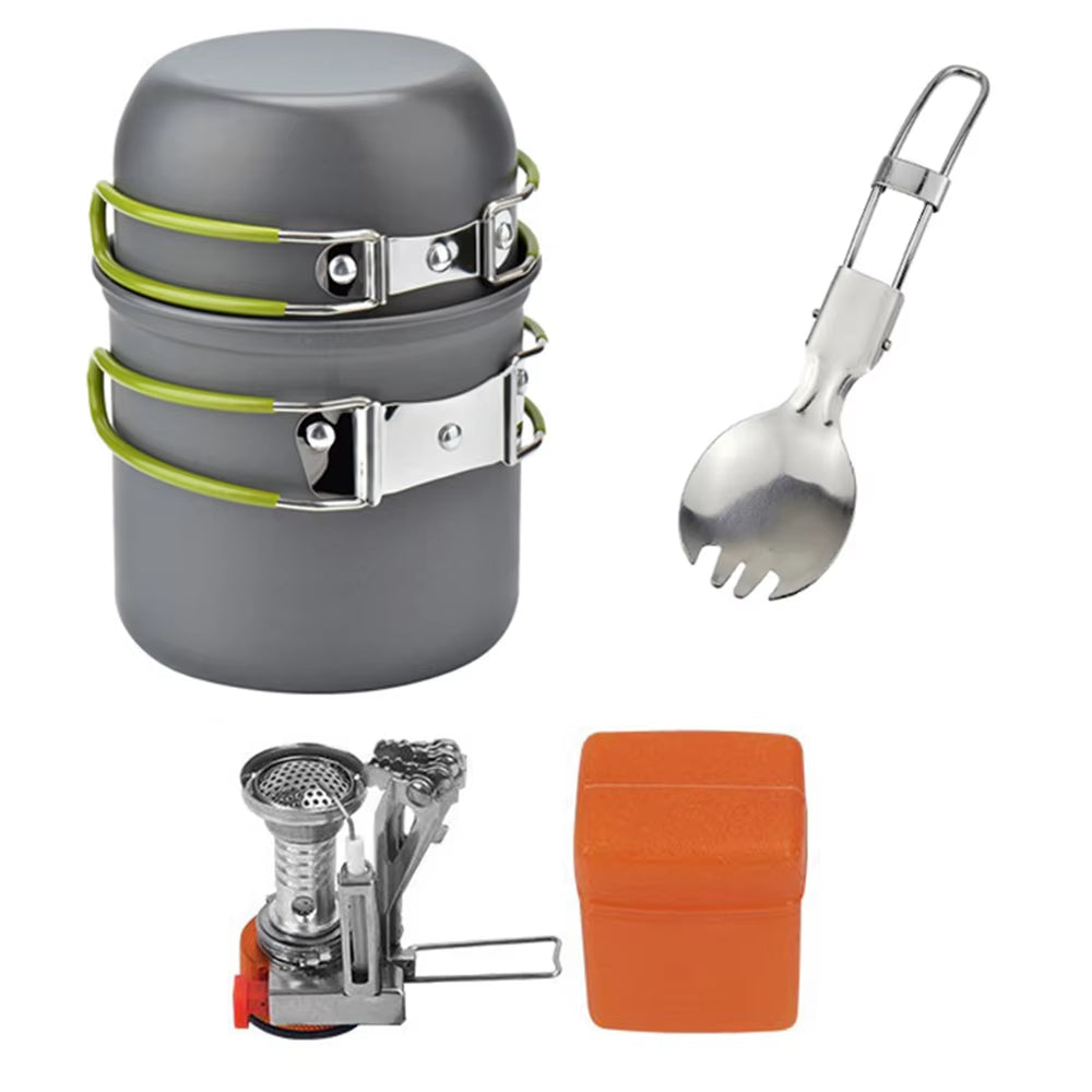 Ultimate Camping Cookware Kit: Portable Outdoor Cooking Set with Stove for Hiking, Picnics, and BBQ Adventures