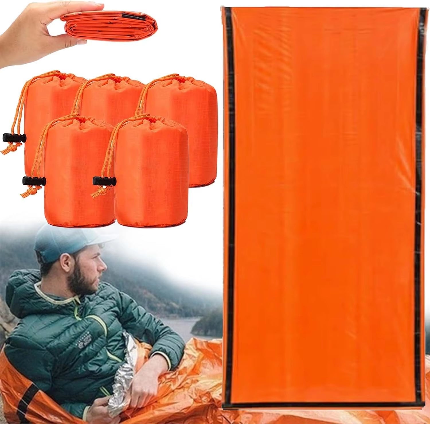 Stay Warm and Safe with Our Ultimate Portable Emergency Sleeping Bag - Waterproof Mylar Thermal Blanket for Your Camping and Hiking Adventures