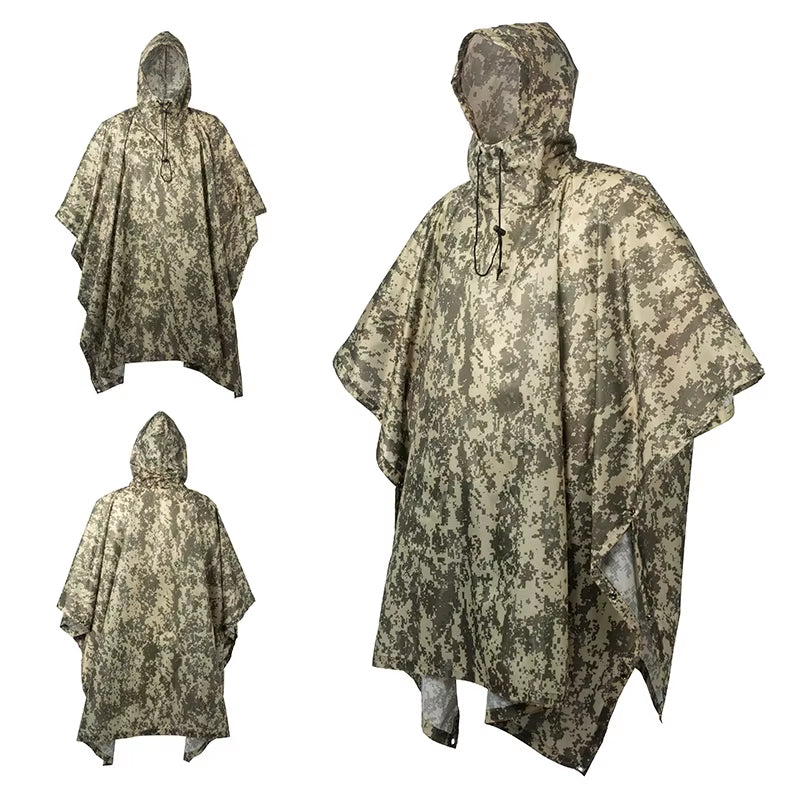 Tactical Rain Poncho - Military-Grade Waterproof Gear for Outdoor Adventures, Birdwatching, and Hunting