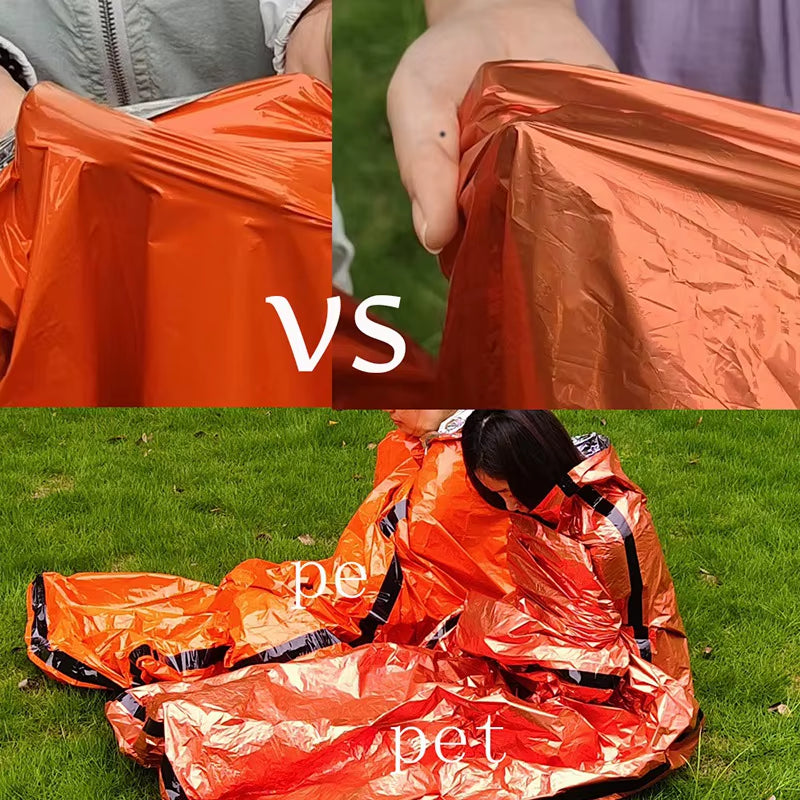 Emergency Sleeping Bag 2 Person Sleeping Bags Thermal Bivy Sack Emergency Blanket for Camping Hiking-Abwy