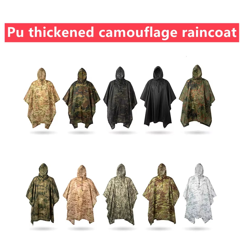 Tactical Rain Poncho - Military-Grade Waterproof Gear for Outdoor Adventures, Birdwatching, and Hunting