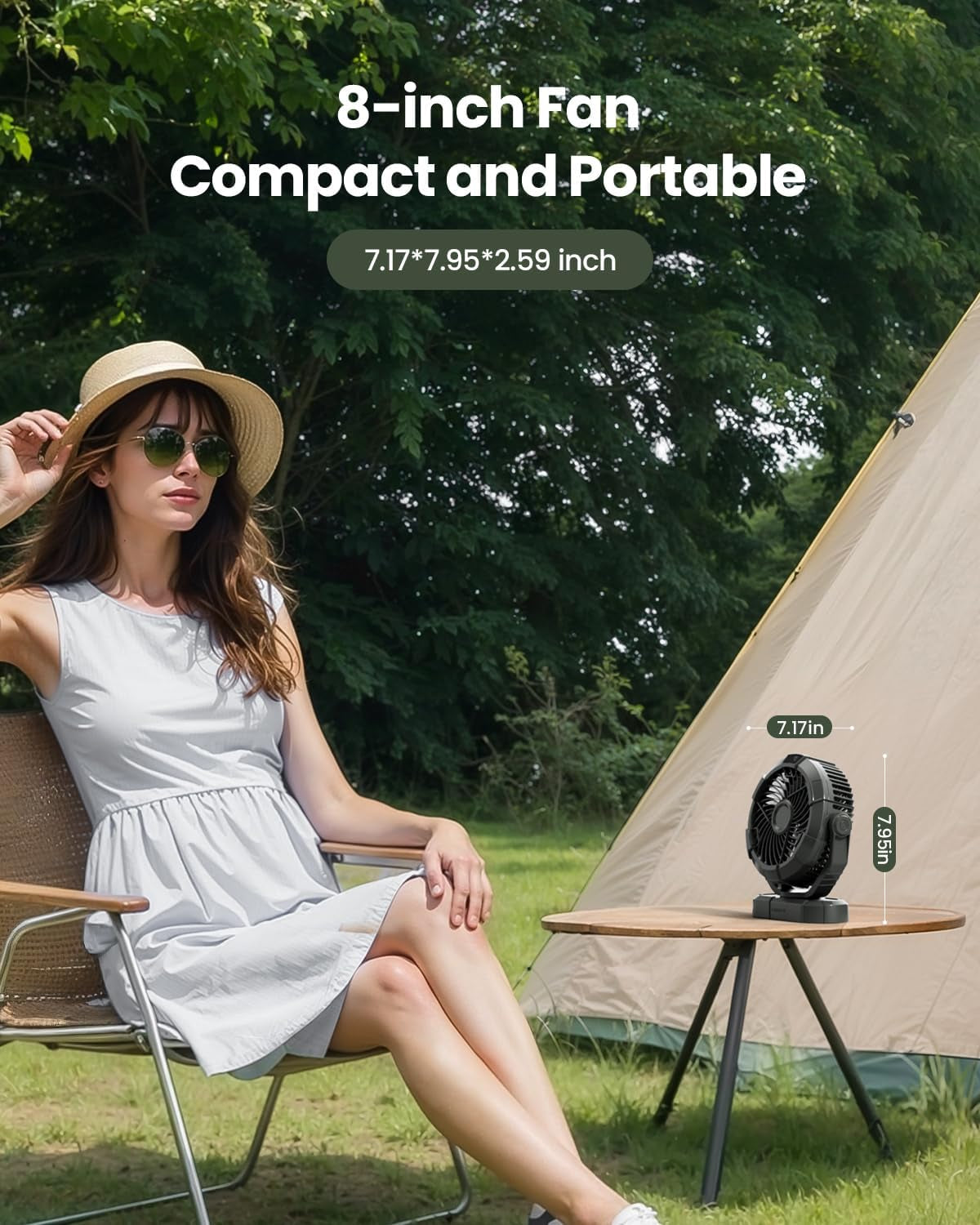 Stay Cool Anywhere: 2-in-1 Portable Camping Fan & LED Lantern with 360° Rotation and 3 Speed Settings - Perfect for Indoor & Outdoor Adventures!
