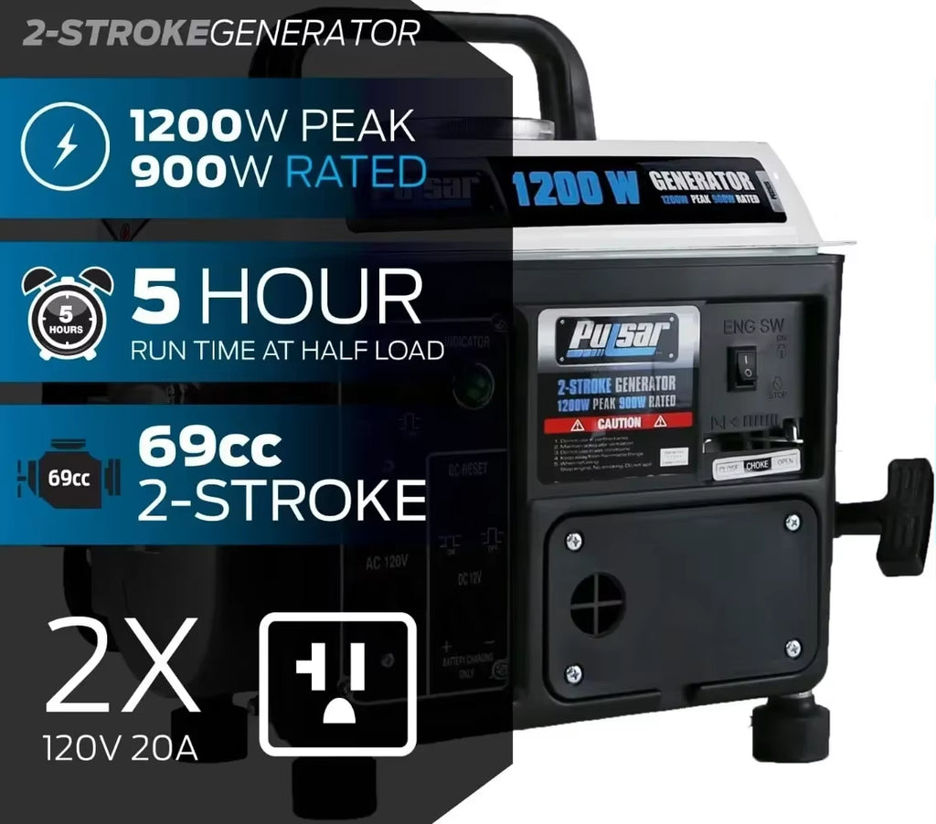 Unleash Power Anywhere with the 1,200W Portable Gas Generator - Perfect for Camping and Emergencies!