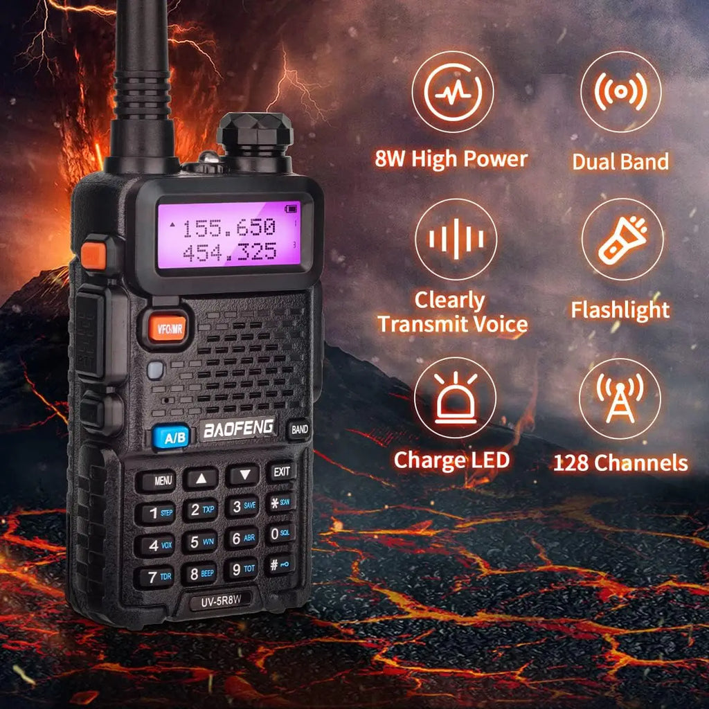 Power Up Your Communication with the UV-5R 8W Dual Band Walkie Talkie - Long Range, Portable & Packed with Features!
