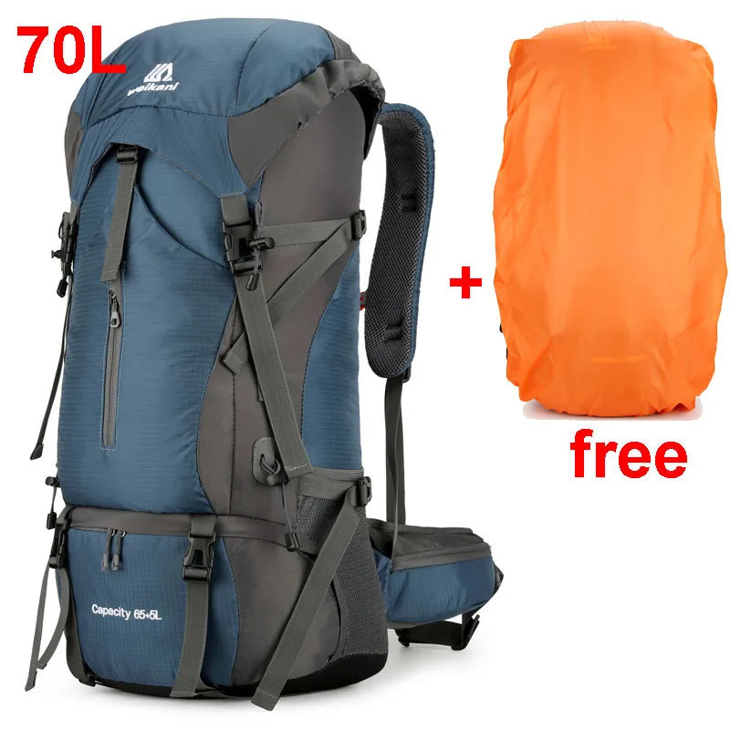 Ultimate 70L Nylon Camping Backpack with Rain Cover - Perfect for Hiking, Climbing, and Outdoor Adventures