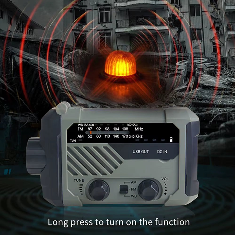 Emergency Solar Radio with Handle, Portable 3-Mode Flashlight SOS Siren Cell Phone Charger Camping Survival Gear and Supplies