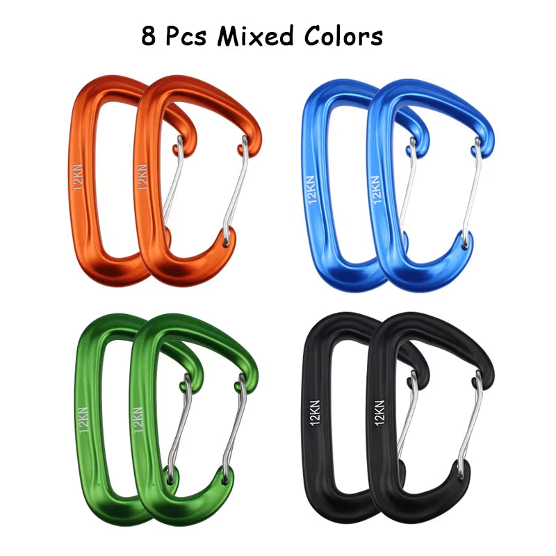 Elevate Your Outdoor Adventures with the 8-Pack Heavy-Duty D-Shaped Carabiners - 12KN Climbing Hooks for Ultimate Safety and Convenience
