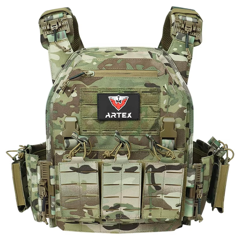 Rugged Ranger Green Tactical Plate Carrier Vest - Quick Release, Molle System & Laser-Cut Durability for Ultimate Performance