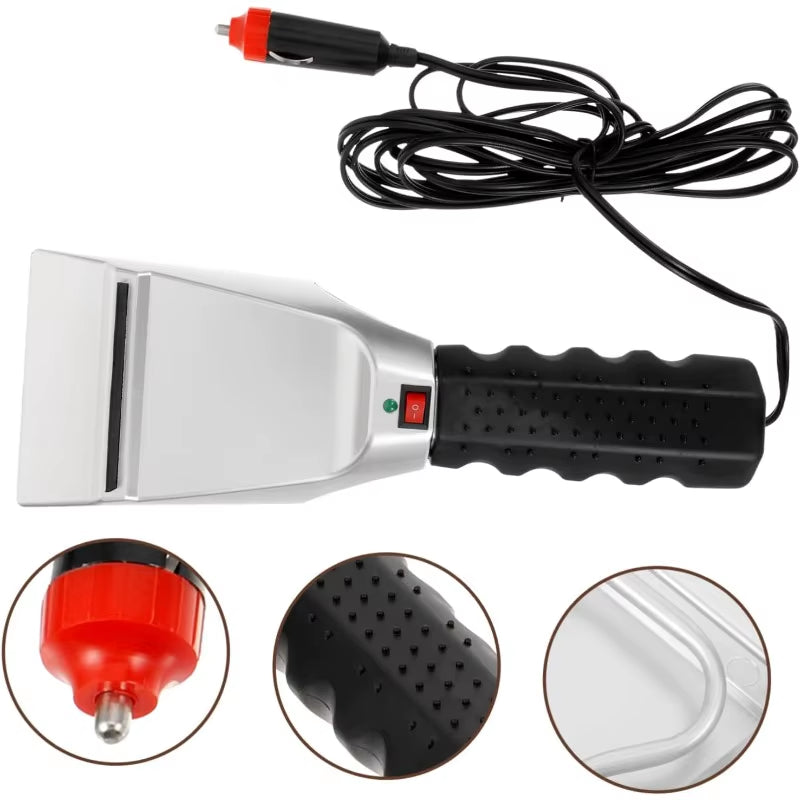 Rapid Defrost 12V Heated Windshield Deicer & Snow Brush - Essential Winter Car Accessory for Quick Ice Removal