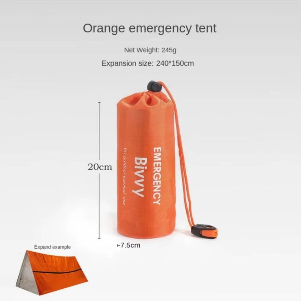 Outdoor 2-Person Emergency Shelter Survival Tent Kit Tube Tent Sleeping Bag Waterproof Outdoor First Aid Hot Blanket Reusable