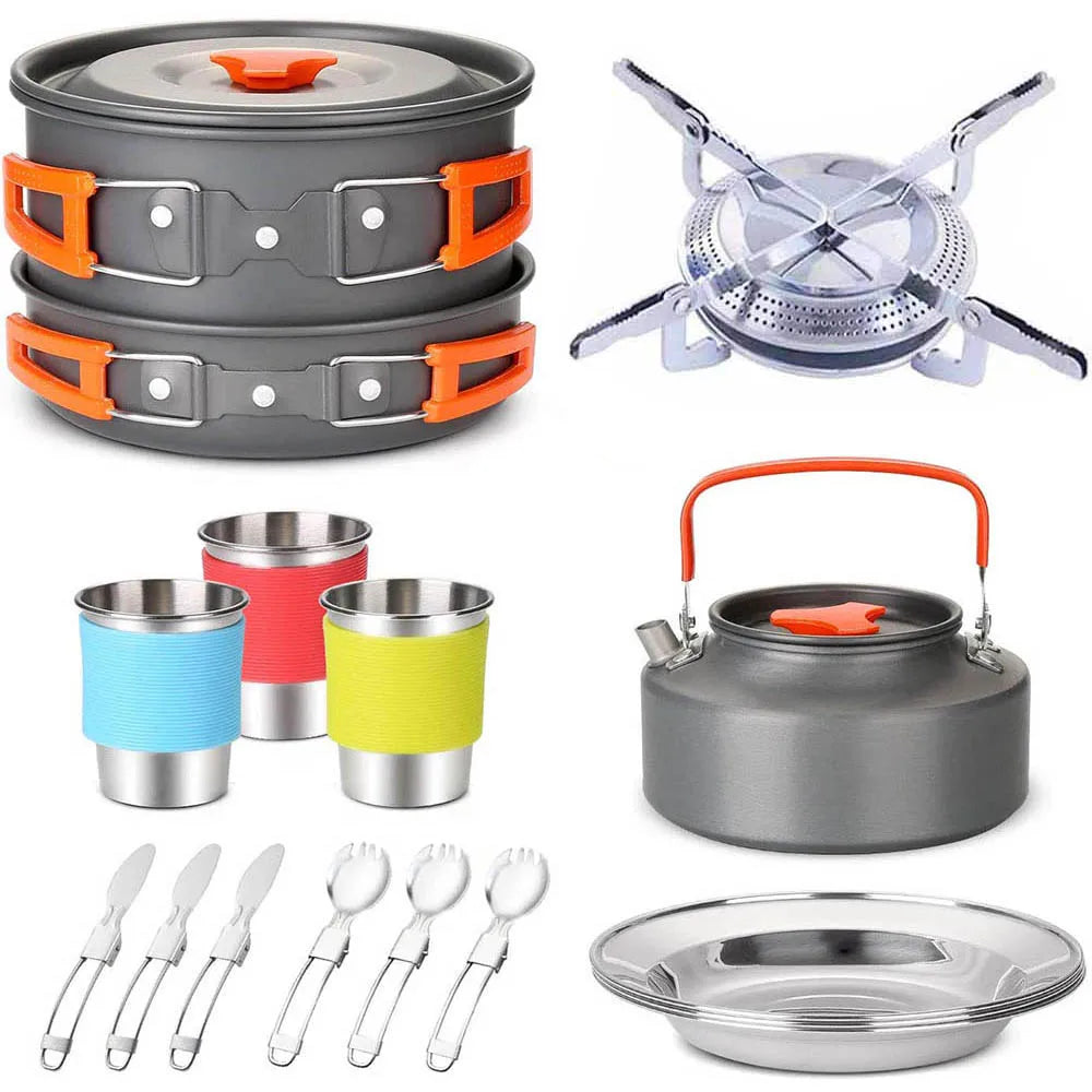 Elevate Your Outdoor Cooking Experience with the Ultimate Camping Cookware Set - Complete BBQ and Tableware for 2-3 Adventurers
