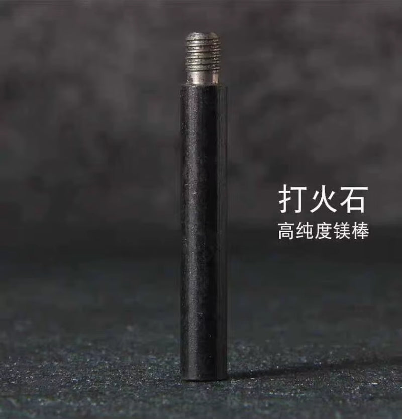 Wilderness Survival Portable Flint Kit - Magnesium Fire Starter with Wooden Handle for Outdoor Camping Equipment