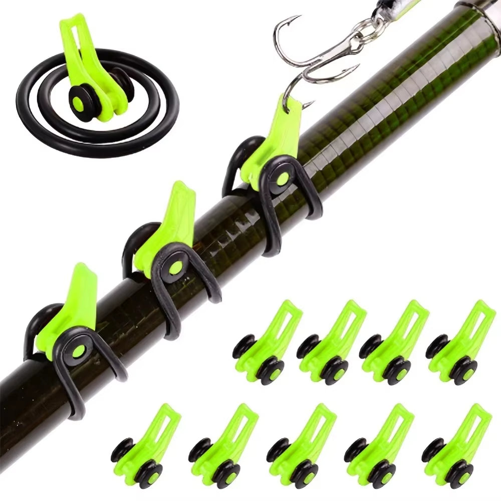 10-Pack Silicone Fishing Rod Hook Keepers - Keep Your Bait and Lures Secure for Effortless Fishing Adventures!