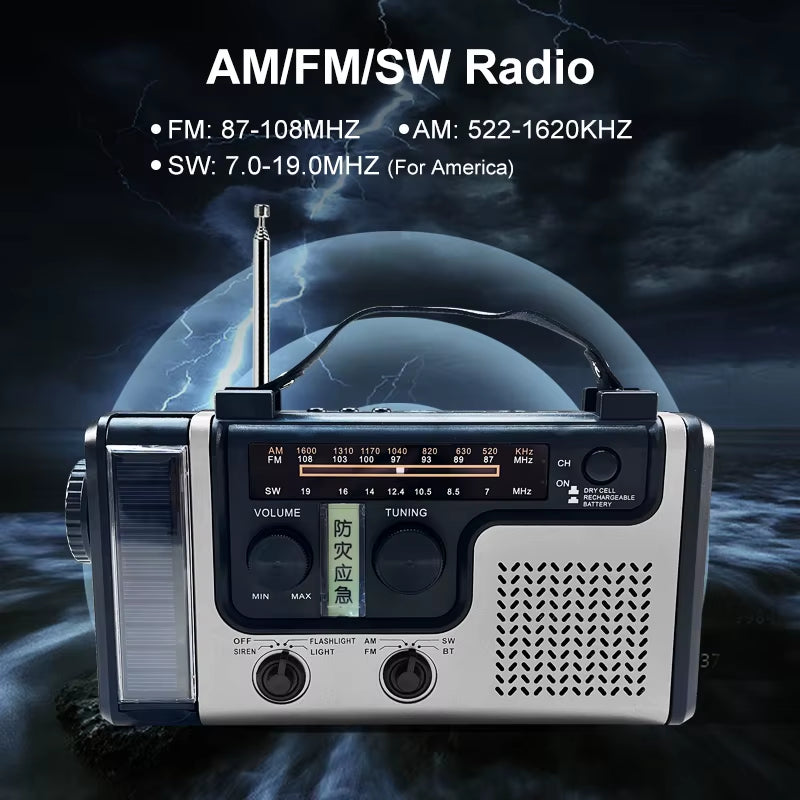 Stay Prepared with the Ultimate Emergency Multi-Powered Survival Radio: Solar & Hand Crank Dynamo with NOAA Weather Alerts and USB-C Charger for Outdoor Adventures and Crisis Situations