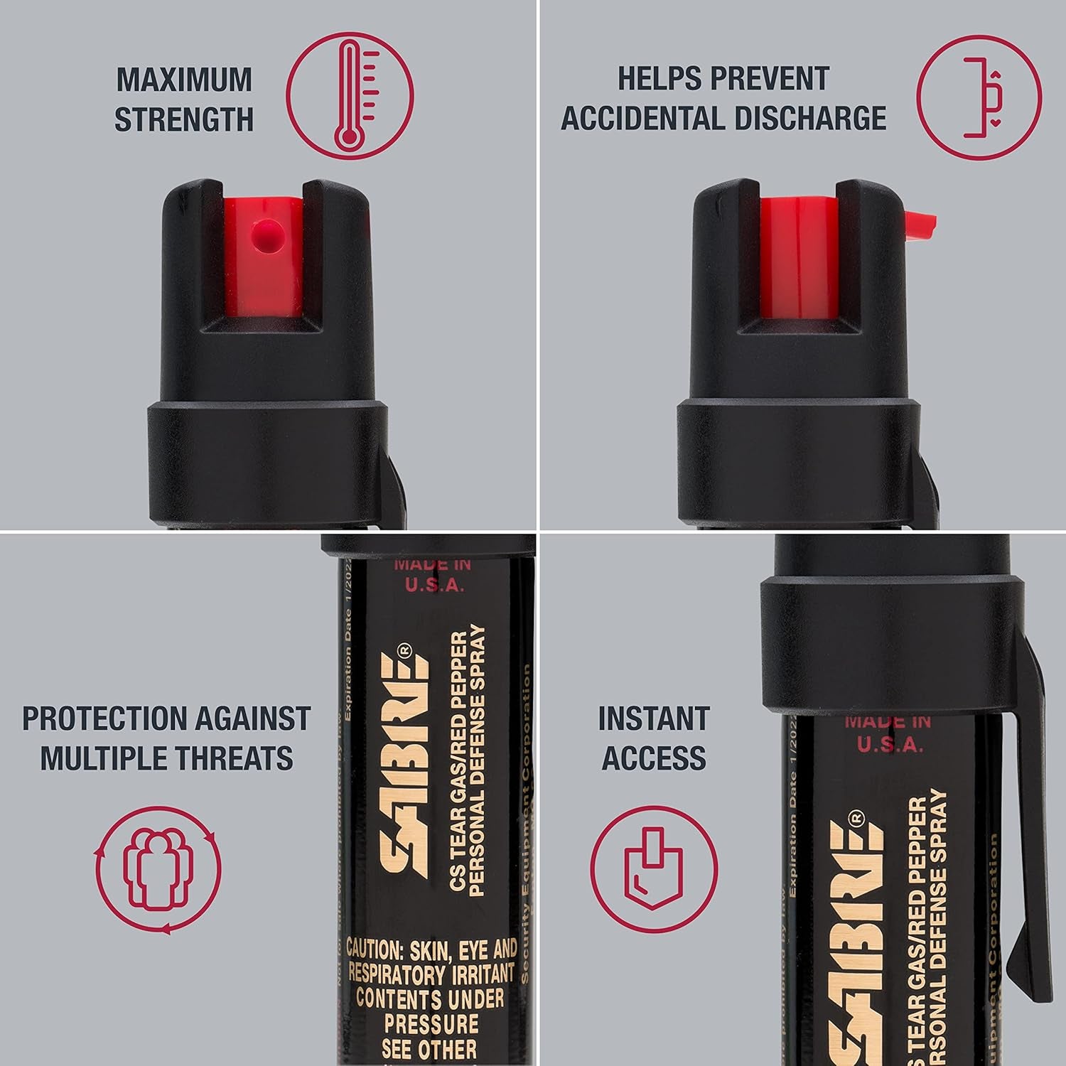 Ultimate 3-in-1 Compact Defense Spray - Max Police Strength with Tear Gas & UV Dye, 13 Seconds of Protection & Quick-Access Belt Clip for Your Safety