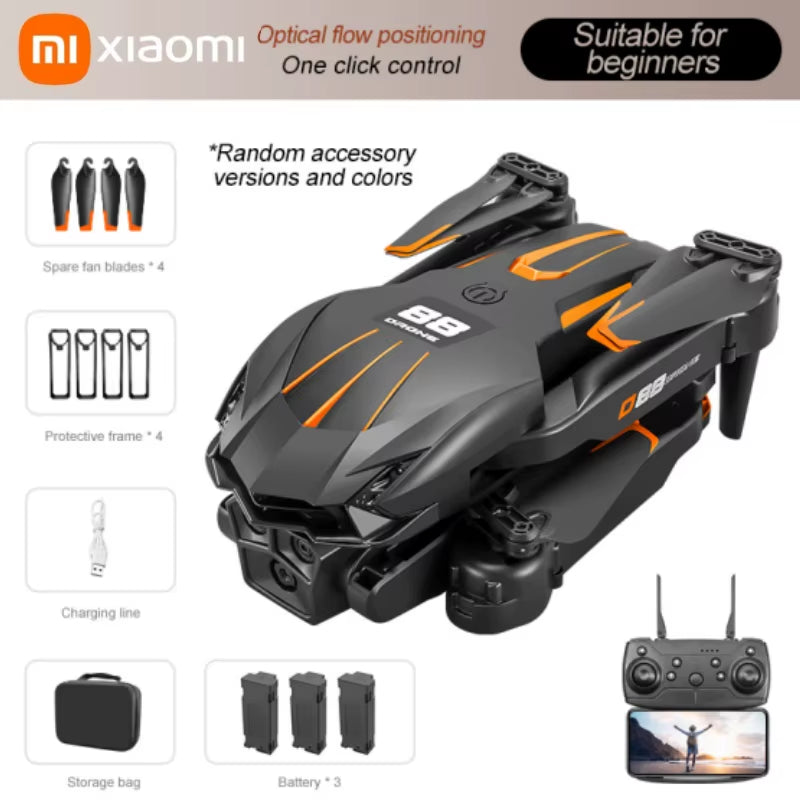 D88 Drone HD Dual Camera 3 Battery Professional Aerial Photography Optical Flow Hovering Gesture Shooting Folding Drone