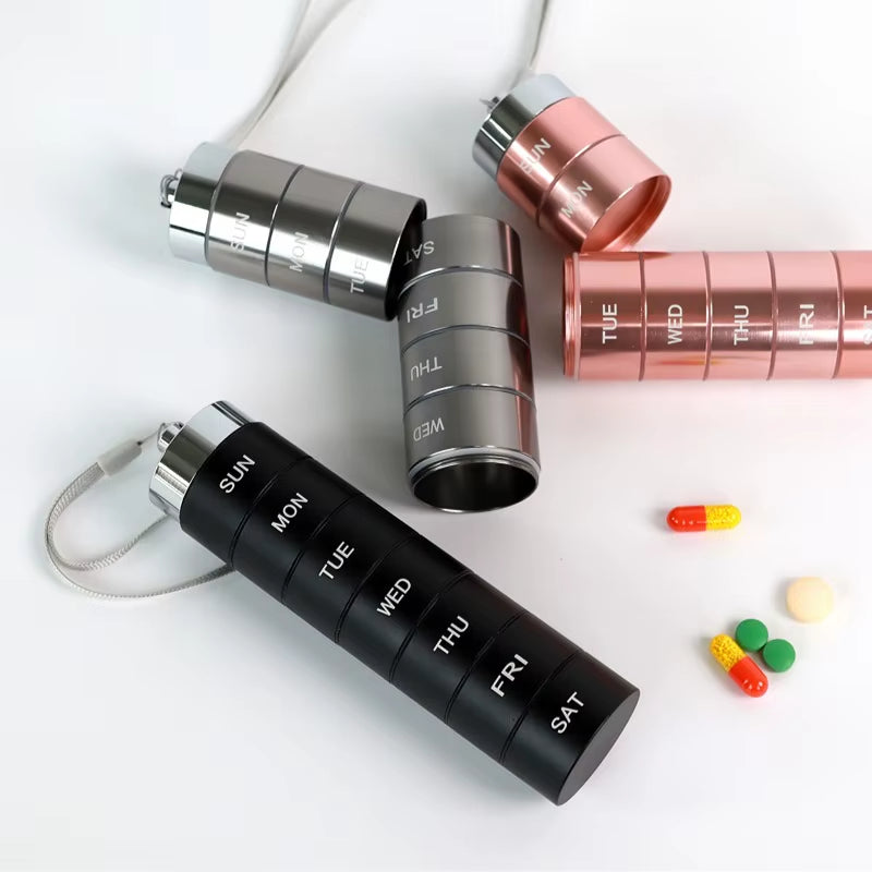 Ultimate 7-Day Waterproof Aluminum Pill Organizer - Stylish & Durable Storage for Your Vitamins and Fish Oils