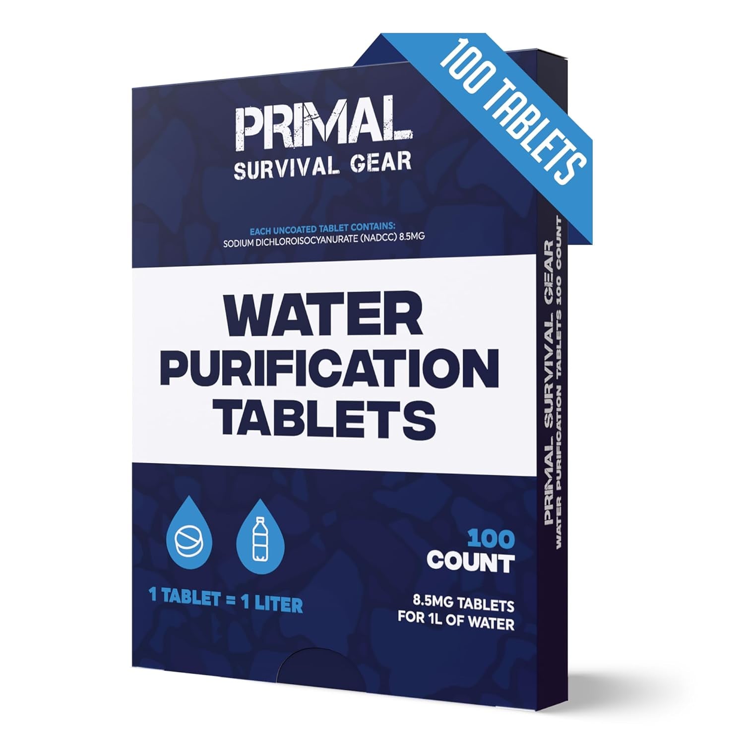 Ultimate Water Purifier Tablets – Essential Emergency Water Filtration for Hiking, Camping, and Survival – 100 Tablets for Safe Drinking Water – Purificador De Agua - 1L