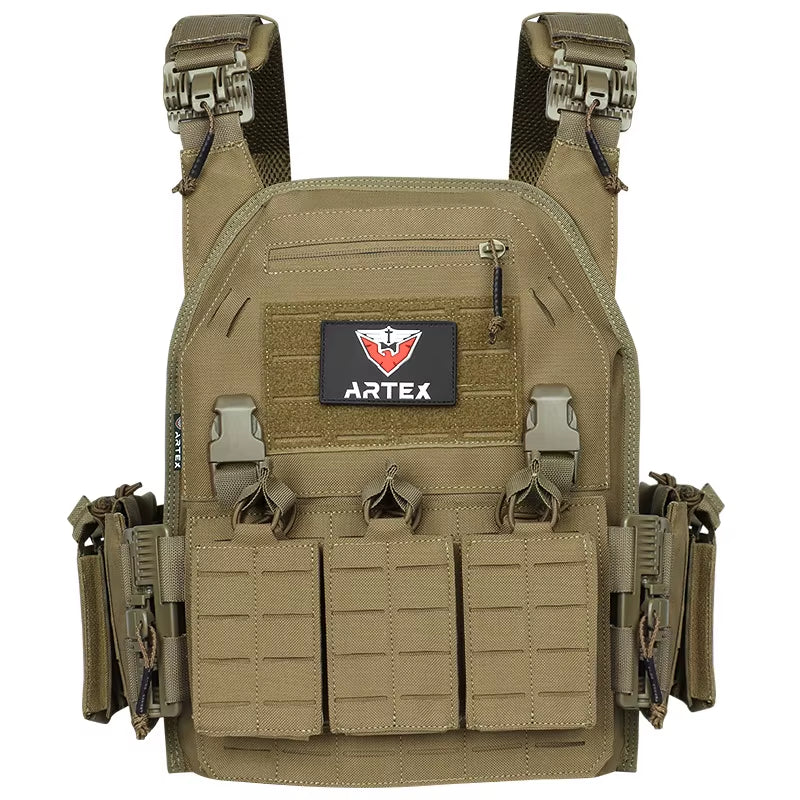 Rugged Ranger Green Tactical Plate Carrier Vest - Quick Release, Molle System & Laser-Cut Durability for Ultimate Performance