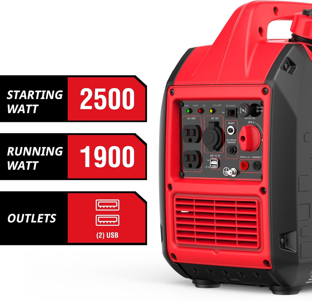 Experience the Power of the 2500-Watt Portable Gas Inverter Generator - Lightweight, Super Quiet, and Perfect for All Your Outdoor Adventures!
