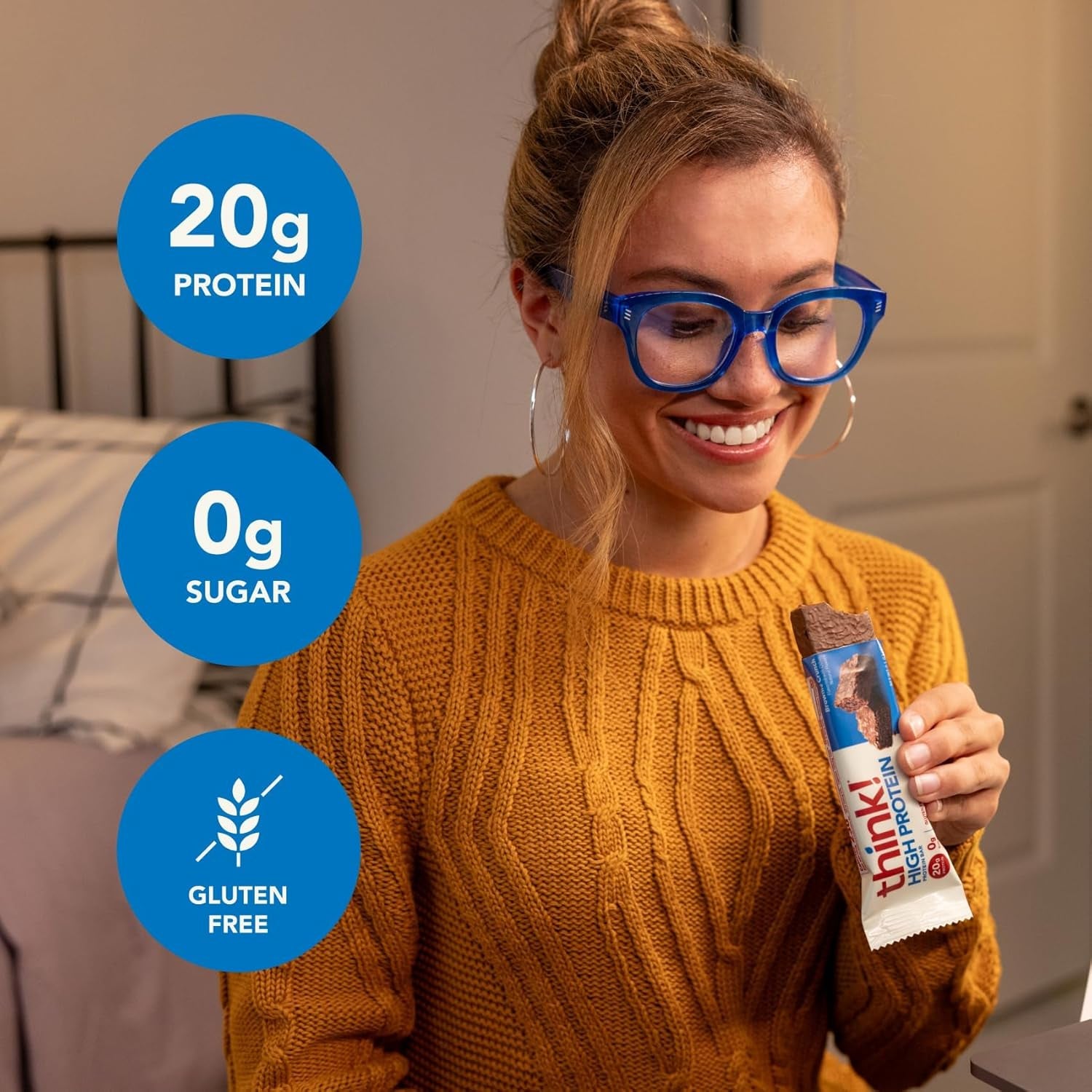 Indulge Guilt-Free with Brownie Crunch Protein Bars - 20g High Protein, Gluten Free & Sugar Free Energy Snack - 12 Count Box of Delicious Nutrition!