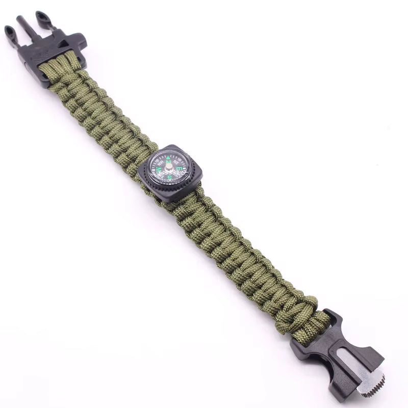 Survival Bracelet: Multifunctional Paracord Wristband with Loud Whistle and Compass for Outdoor Adventures