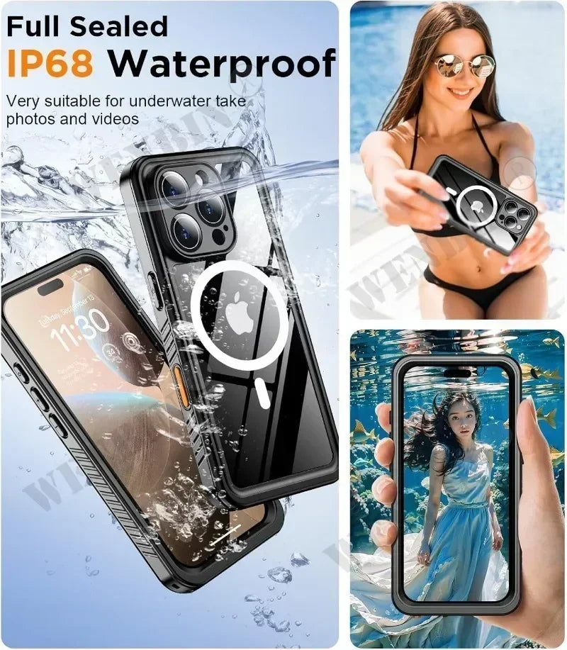 Ultimate IP68 Waterproof Case for iPhone 17/16/15 Pro Max - Full Body Protection for Underwater Adventures with MagSafe Compatibility