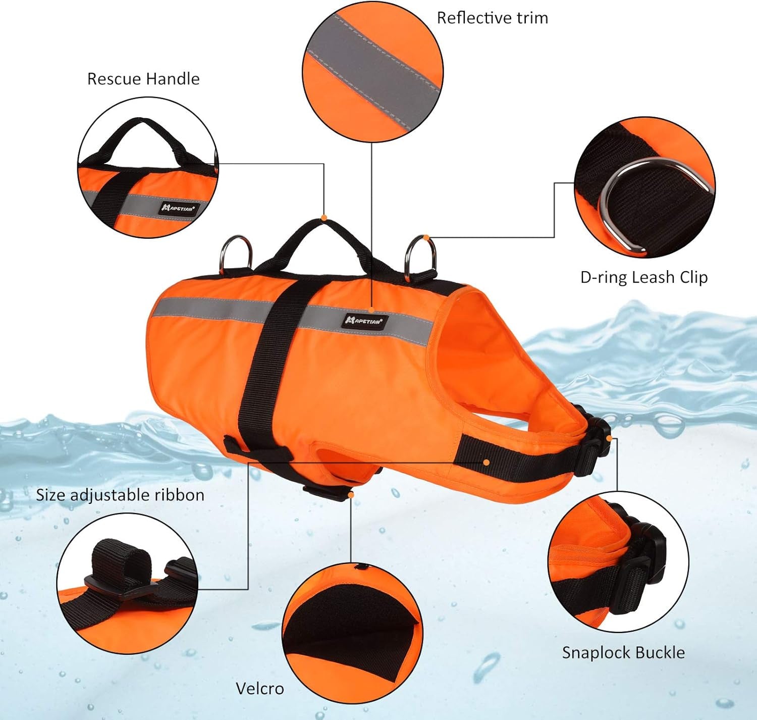 Ultimate Dog Life Jacket - Safe & Stylish Floatation Vest for Swimming - Large Orange 2021