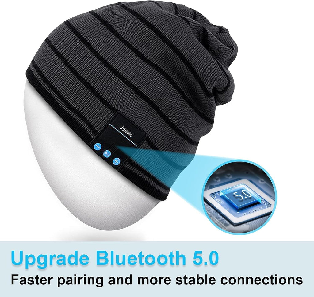 Stay Warm and Rock Your Tunes with the Ultimate Bluetooth Beanie Hat for Men and Women - Perfect Music Hat with Built-in Headphones!