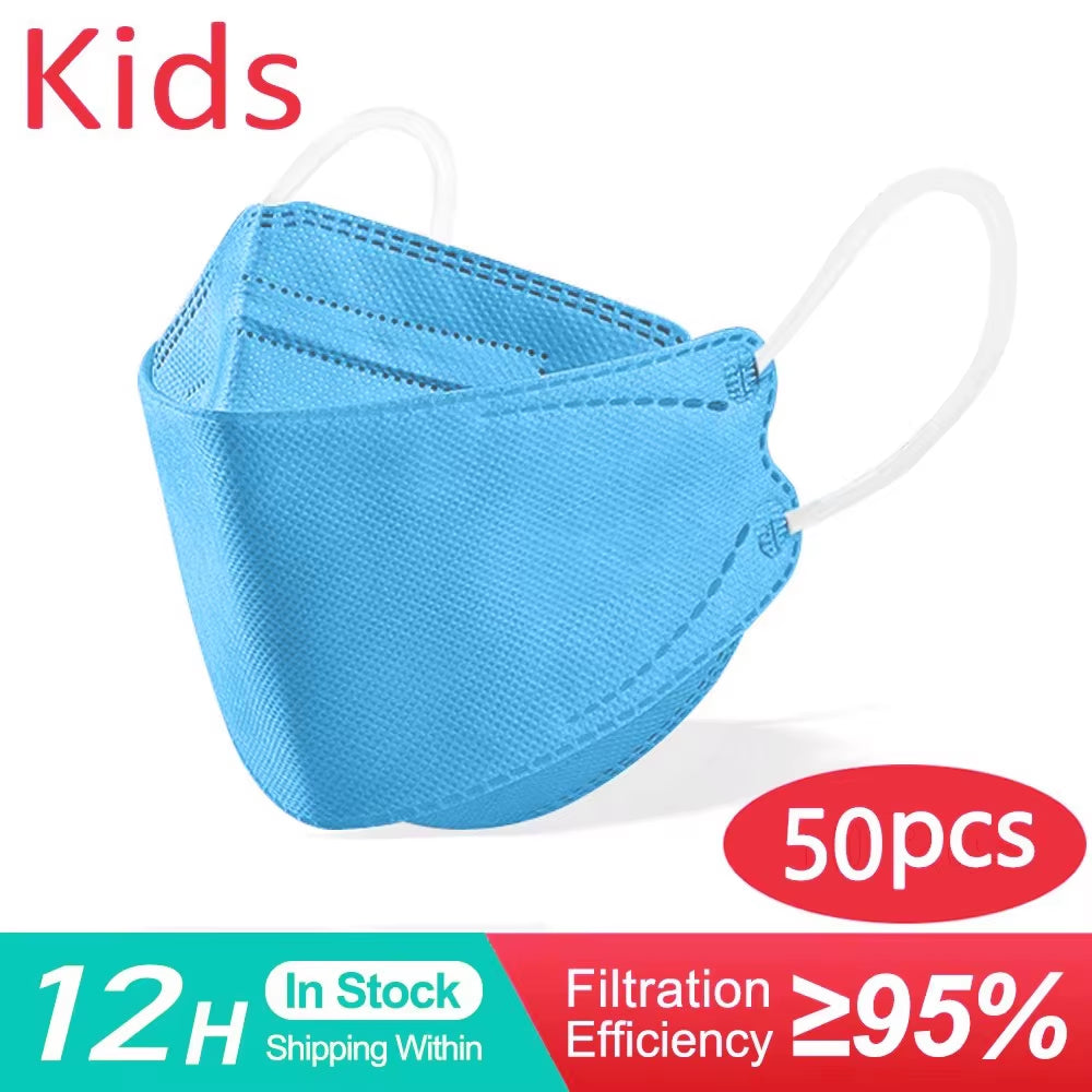 Protect Your Little Ones with Kids FFP2 KN95 Face Masks - Available in 10 to 200 PCS for Safe, Comfortable, and Reusable 4-Layer Protection