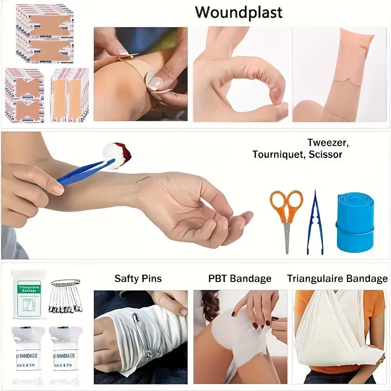 57-Piece Comprehensive Survival and First Aid Kit: Essential Emergency Equipment with Fire Starter for Camping, Fishing, and Emergency Situations