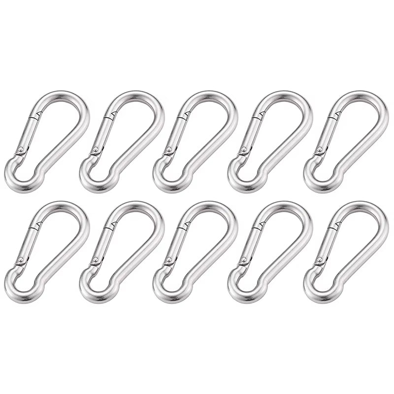 Premium 10Pcs 316 Stainless Steel Multifunctional Carabiner Quick Link Hooks - M4 to M8 Sizes