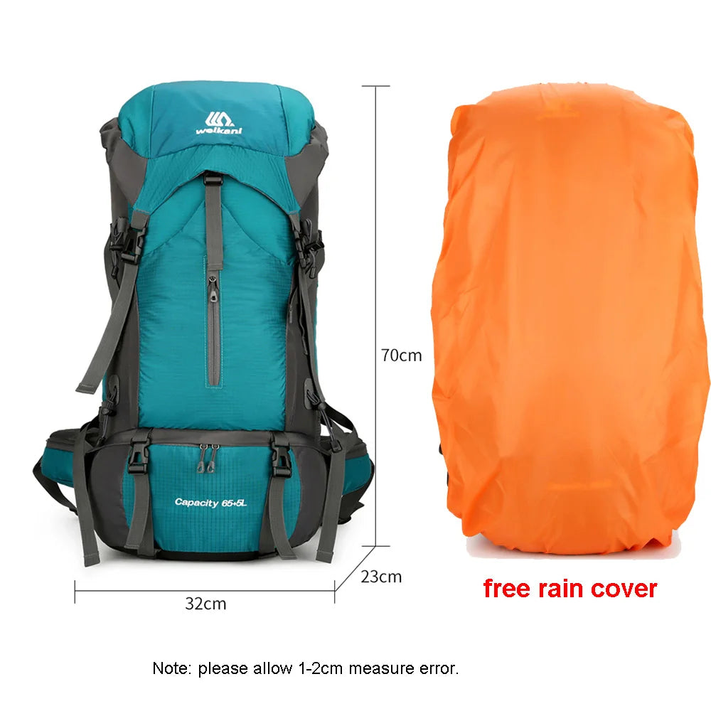 Ultimate 70L Nylon Camping Backpack with Rain Cover - Perfect for Hiking, Climbing, and Outdoor Adventures
