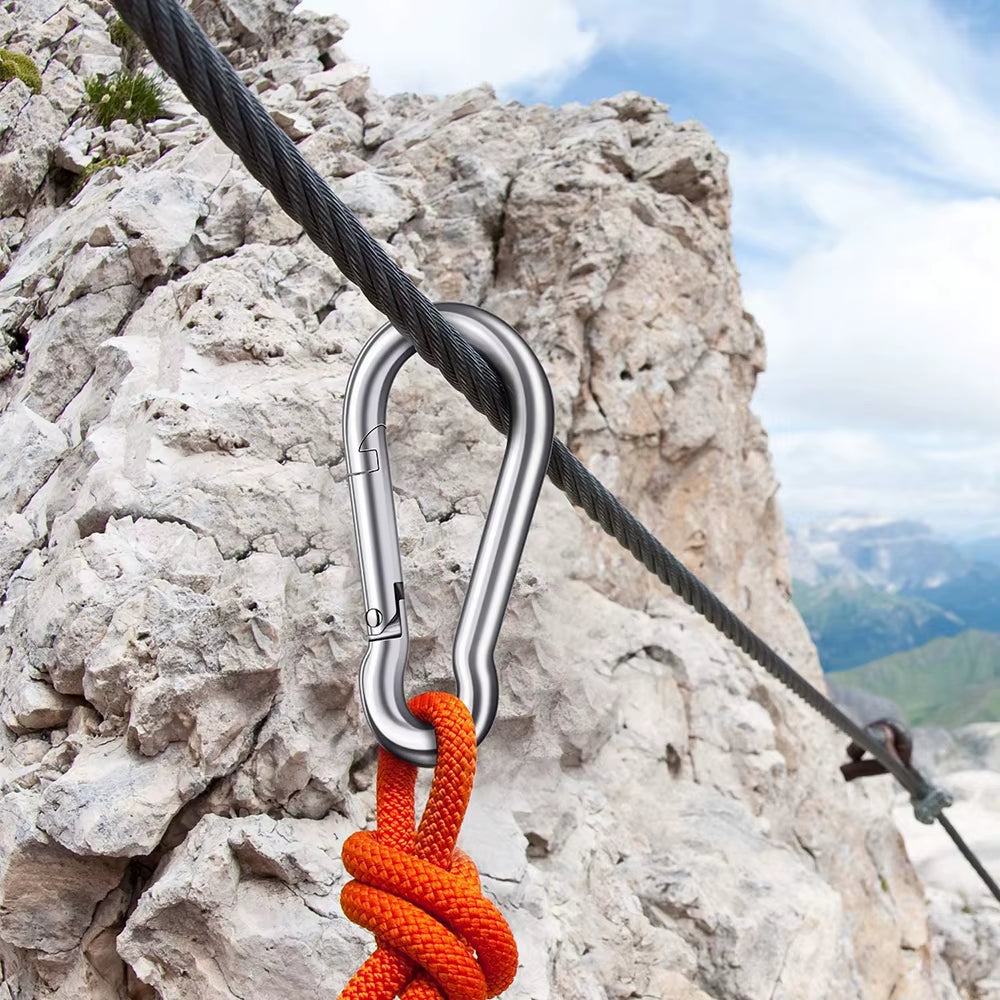 Premium 10Pcs 316 Stainless Steel Multifunctional Carabiner Quick Link Hooks - M4 to M8 Sizes