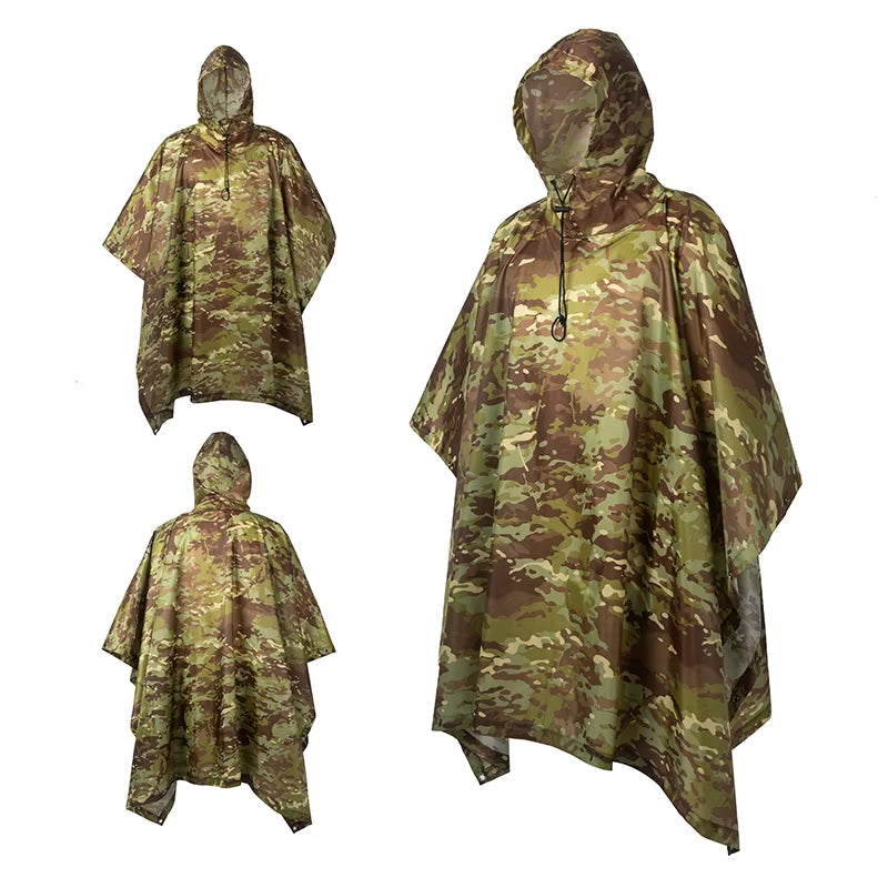 Tactical Rain Poncho - Military-Grade Waterproof Gear for Outdoor Adventures, Birdwatching, and Hunting