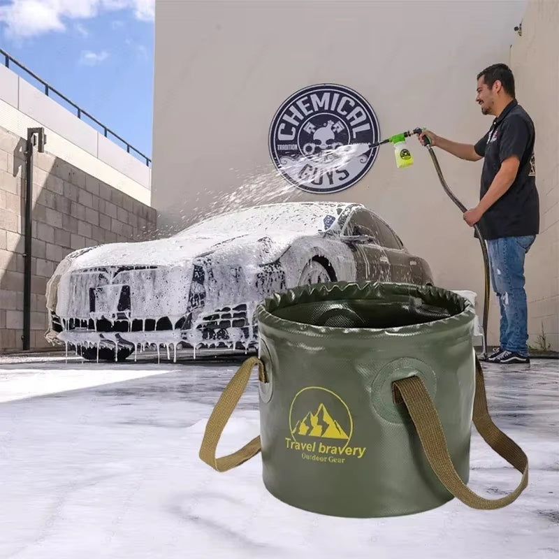 Ultimate Versatile Folding Portable Silicone Bucket with Cover - Ideal for Car Washing, Fishing, Camping, and Everyday Household Tasks (Available in 5L, 10L, and 20L)