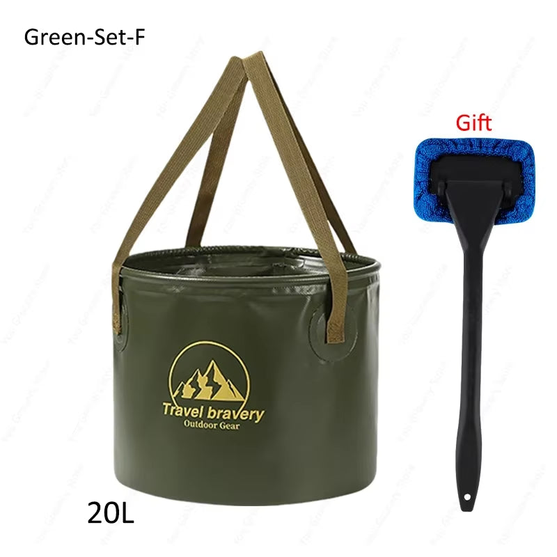 Ultimate Versatile Folding Portable Silicone Bucket with Cover - Ideal for Car Washing, Fishing, Camping, and Everyday Household Tasks (Available in 5L, 10L, and 20L)