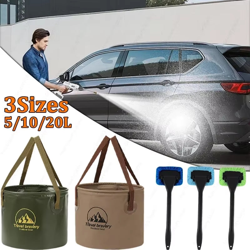 Ultimate Versatile Folding Portable Silicone Bucket with Cover - Ideal for Car Washing, Fishing, Camping, and Everyday Household Tasks (Available in 5L, 10L, and 20L)