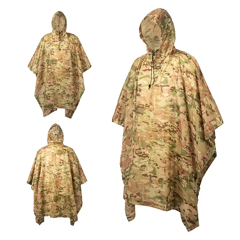 Tactical Rain Poncho - Military-Grade Waterproof Gear for Outdoor Adventures, Birdwatching, and Hunting
