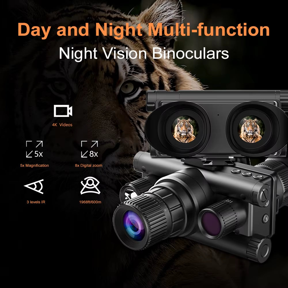 Experience Ultimate Vision: Z9157 4K UHD 40MP Tactical Night Vision Goggles with 8X Zoom for Hunting and Outdoor Adventures
