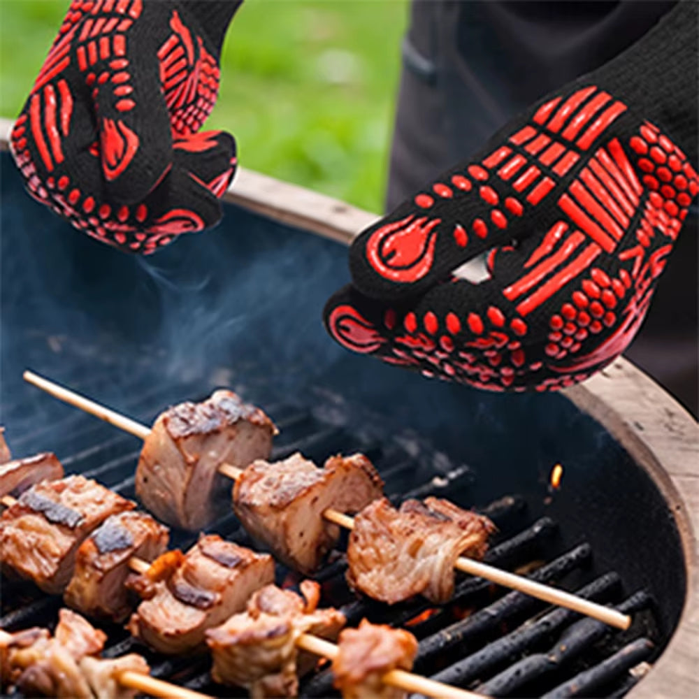 Ultimate Heat-Resistant Silicone Oven Gloves - 1472°F Non-Slip BBQ & Cooking Mitts for Safe and Comfortable Cooking